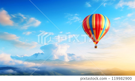 色彩繽紛的熱氣球在天空中飛翔 119982900