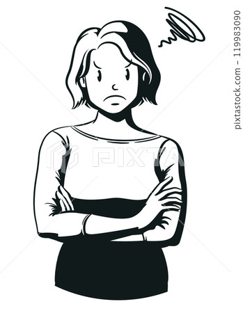 Silhouette Annoyed Wife Cross Arm Pose 119983090
