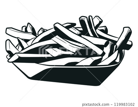 Silhouette French Fries Chips Fast Food Silhouette French Fries Chips Fast Food 119983102