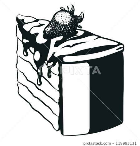 Silhouette Strawberry Cake Slice Sweets Pastry 119983131