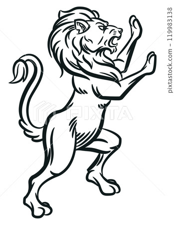 Sketch Heraldry Lion Standing Pose Ornament Sketch Heraldry Lion Standing Pose Ornament 119983138