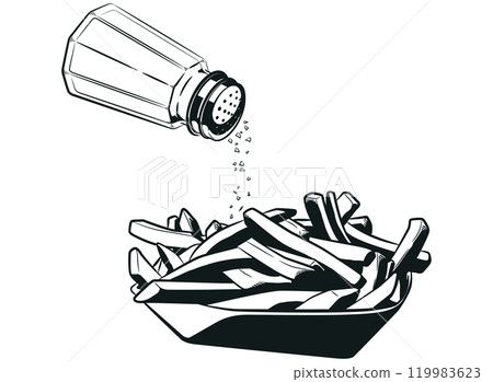Silhouette Fries Chips Salt Bottle Sprinkles 119983623
