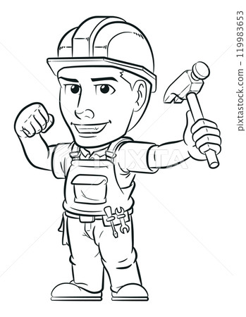 Sketch Industrial Builder Handyman Worker Mascot 119983653