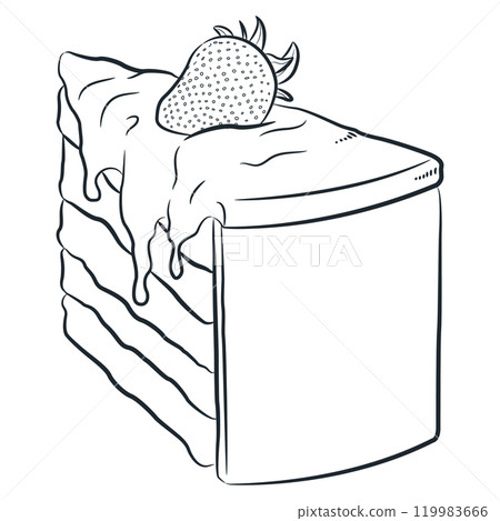 Sketch Strawberry Cake Slice Dessert Doodle Sketch Strawberry Cake Slice Dessert Doodle 119983666