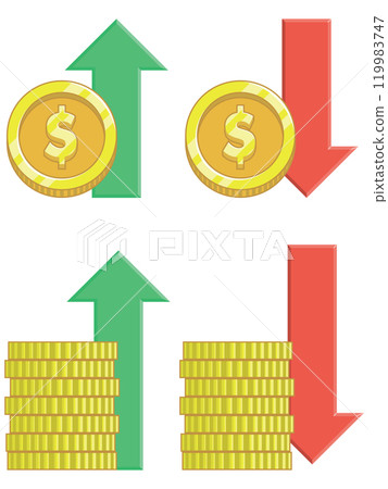 Coin Arrows Up Down Value Changes 119983747