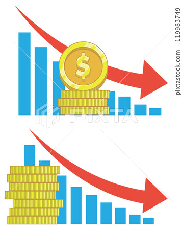 Coin Graph Down Value Exchange Decrease 119983749