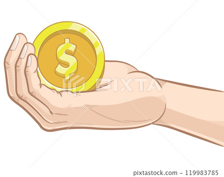 Hand Holding Coin Receiving Donations Coin 119983785
