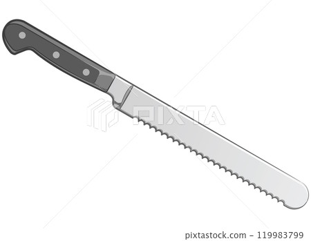 Knife Bread Serrated Blade Top View Knife Bread Serrated Blade Top View 119983799
