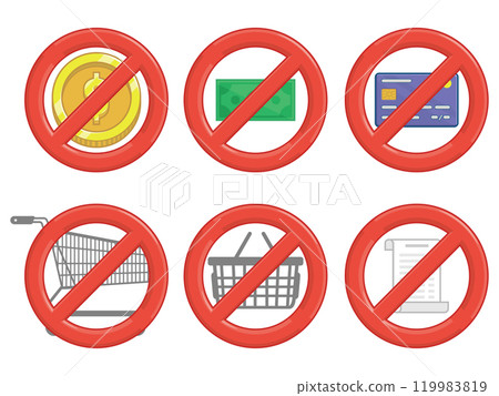 No Sign Shopping Basket Coin Money 119983819