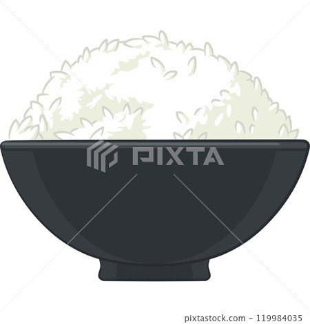 White Rice Cooked in Asian Bowl 119984035