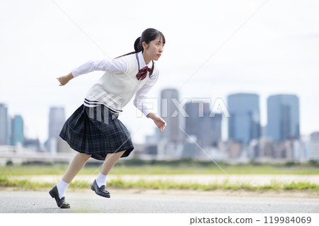 A high school girl running A high school girl running 119984069