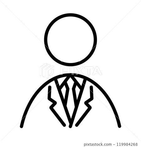 Icon of a person in a suit. Simple line drawing vector illustration. 119984268