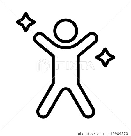 Illustration of a person raising his arms. Simple line drawing vector icon. Illustration of a person raising his arms. Simple line drawing vector icon. 119984270
