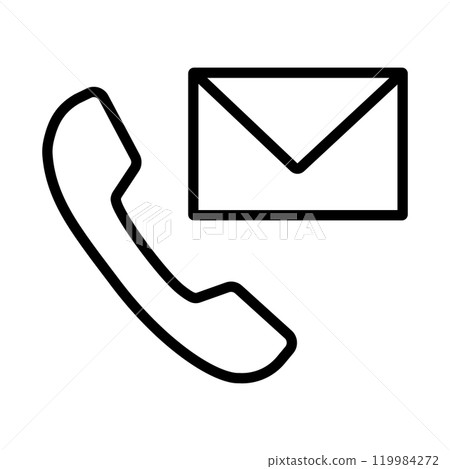 Email and phone icon. Simple line art vector illustration. 119984272