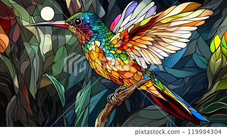 Intricate stained glass illustrations 119984304