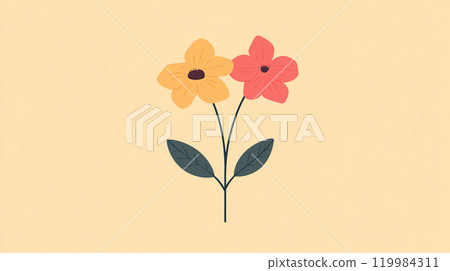 簡約花卉插畫 119984311