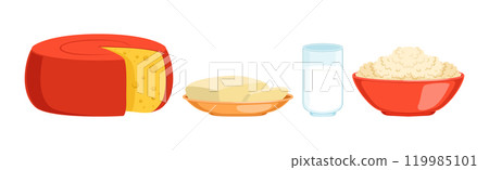 Fresh Dairy Product and Food Item Vector Set Fresh Dairy Product and Food Item Vector Set 119985101