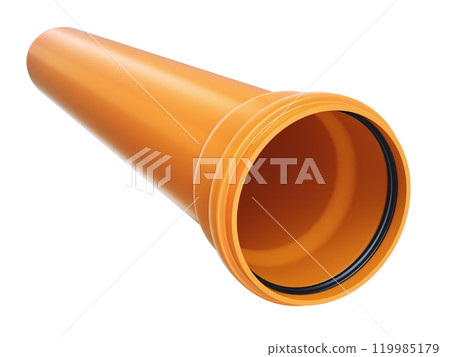 Plastic brown sewer pipe with the seal - 3D illustration 119985179