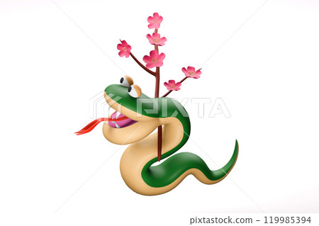 Illustration of the 2025 zodiac snake and plum Illustration of the 2025 zodiac snake and plum 119985394