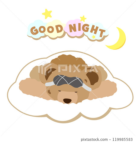 Vector illustration of a teddy bear sleeping face down with the words GOOD NIGHT Vector illustration of a teddy bear sleeping face down with the words GOOD NIGHT 119985583