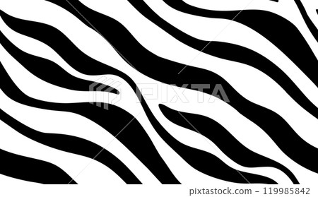 Flowing black and white wavy lines creating a sense of movement in an abstract pattern. Seamless pattern vector. Optical illusion background. 119985842