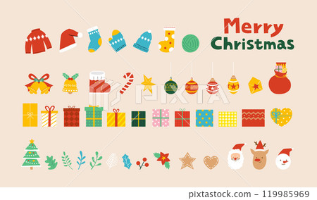 Collection of Merry Christmas ornaments 119985969