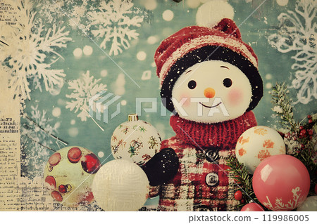 vintage collage of a christms snowman AI generated 119986005