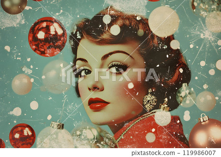 collage of a woman at christmas, AI generated 119986007