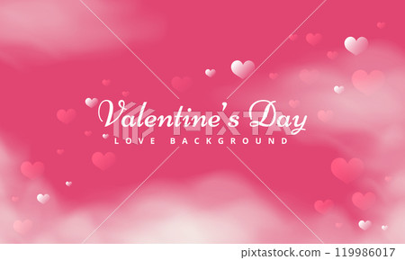 Valentine Day Background. Heart Gradient Heart and vector Cloud. Happy Valentine's Day poster. Greeting card. Pink color wedding banner. Valentine's day abstract background of heart shape Valentine Day Background. Heart Gradient Heart and vector Cloud. Happy Valentine's Day poster. Greeting card. Pink color wedding banner. Valentine's day abstract background of heart shape 119986017