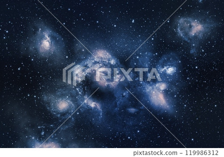 A space of the galaxy atmosphere with stars at dark background. 119986312