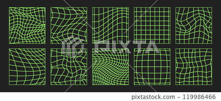 Psychedelic Checkerboard. Gradient Trippy checkered wallpaper. Linear Groovy background. Hippie vector illustration in Y2k style. Vintage distorted geometric pattern Psychedelic Checkerboard. Gradient Trippy checkered wallpaper. Linear Groovy background. Hippie vector illustration in Y2k style. Vintage distorted geometric pattern 119986466