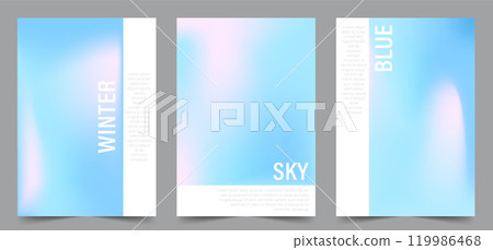 Set of Winter Gradient Backgrounds. Modern vector illustration. Iridescent aura card. Pastel minimalist backdrop for social media, business card or website design Set of Winter Gradient Backgrounds. Modern vector illustration. Iridescent aura card. Pastel minimalist backdrop for social media, business card or website design 119986468