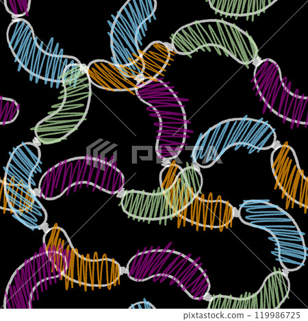 黑色背景上色彩繽紛的香腸圖案 119986725