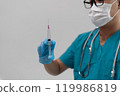 Healthcare Professional Holding Syringe with Focus on Injection Preparation 119986819