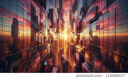 A mesmerizing blend of architecture and nature, captured in a kaleidoscope of reflections. 119986917