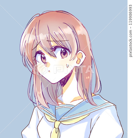 Female student negative sweat 119986993