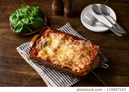 Burnt lasagna 119987243