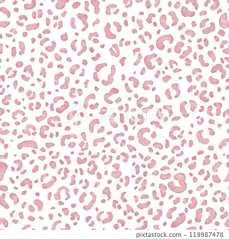 Pink leopard seamless pattern. Fashion stylish texture hand drawn watercolor. Seamless leopard skin print light color. Abstract exotic jungle or africa wild cat texture. 119987478