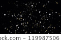 Black screen New Year 2025 gold foil balloons float around 3D rendering. 3D Illustration. 3D Illustration. 119987506