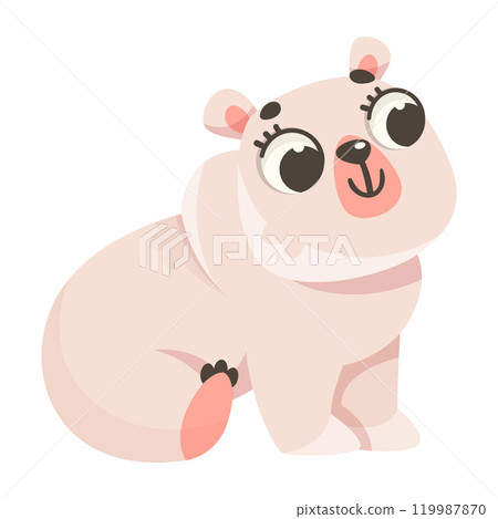 Bear Cub Polar Animal and Cold Arctic Fauna Vector Illustration 119987870
