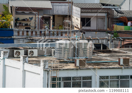 Water tank on the roof of a hotel Water tank on the roof of a hotel 119988111