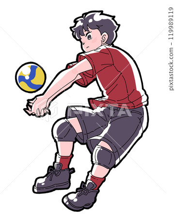 Illustration of a boy receiving the ball 119989119