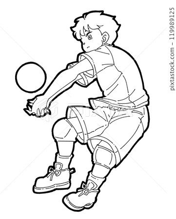 Illustration of a boy receiving the ball 119989125