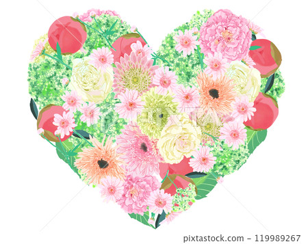 華麗的粉紅色心形花束 119989267