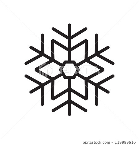 Minimalist Christmas snowflake icon winter showing eight-fold radial symmetry Minimalist Christmas snowflake icon winter showing eight-fold radial symmetry 119989610