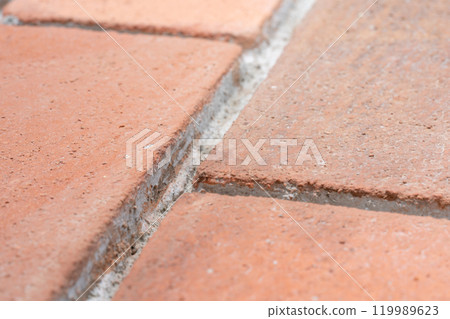 Close up to foam brick board, the element for cover and install with polyurethane glue on the wall 119989623