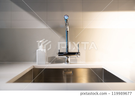 Close up to Faucet in Luxury warming light moment. Close up to Faucet in Luxury warming light moment. 119989677