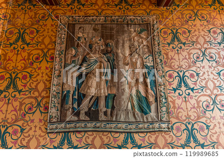 Palace Groslot, Orleans, France, mural decor Palace Groslot, Orleans, France, mural decor 119989685
