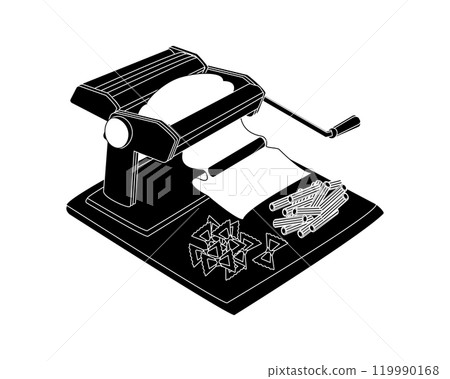 Black and white manual machine for rolling out dough 119990168