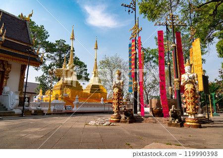 Wat Phra That Doi Tung Buddhist Temple and environment, a famous Temple and Buddhism place. It's settled on the mountain in Chiang Rai province, north of Thailand. Wat Phra That Doi Tung Buddhist Temple and environment, a famous Temple and Buddhism place. It's settled on the mountain in Chiang Rai province, north of Thailand. 119990398